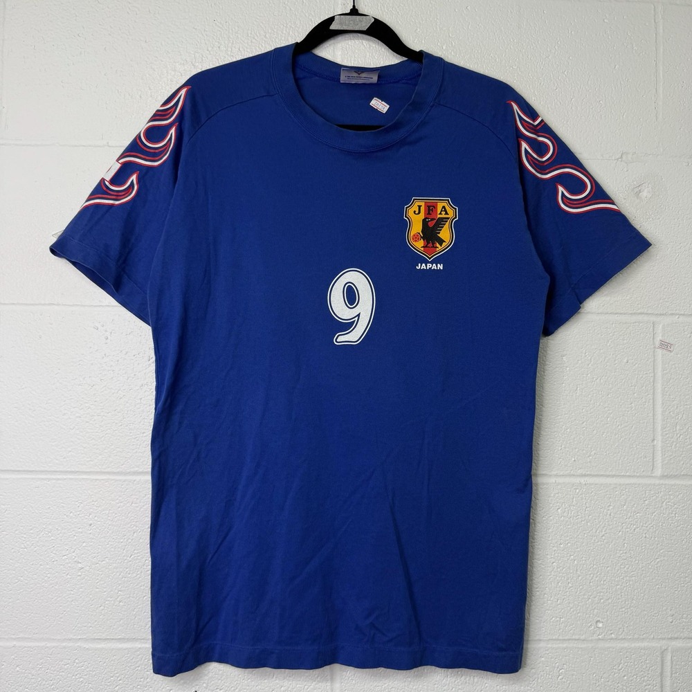 adidas Japan JFA Official Licensed Soccer Jersey 90s Blue Size M Nakayama #9